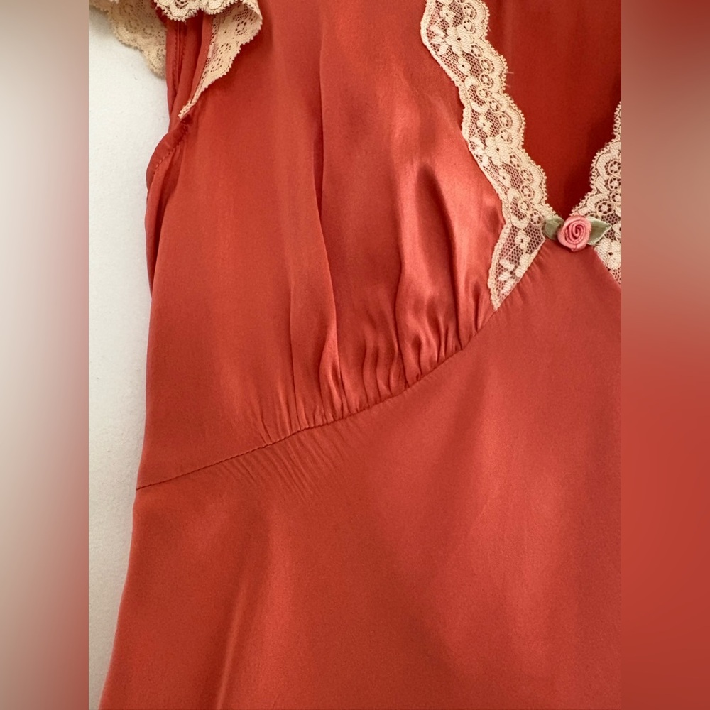 RIXO Coral and Cream Dress- Clarice Silk Dress - Picture 4 of 7